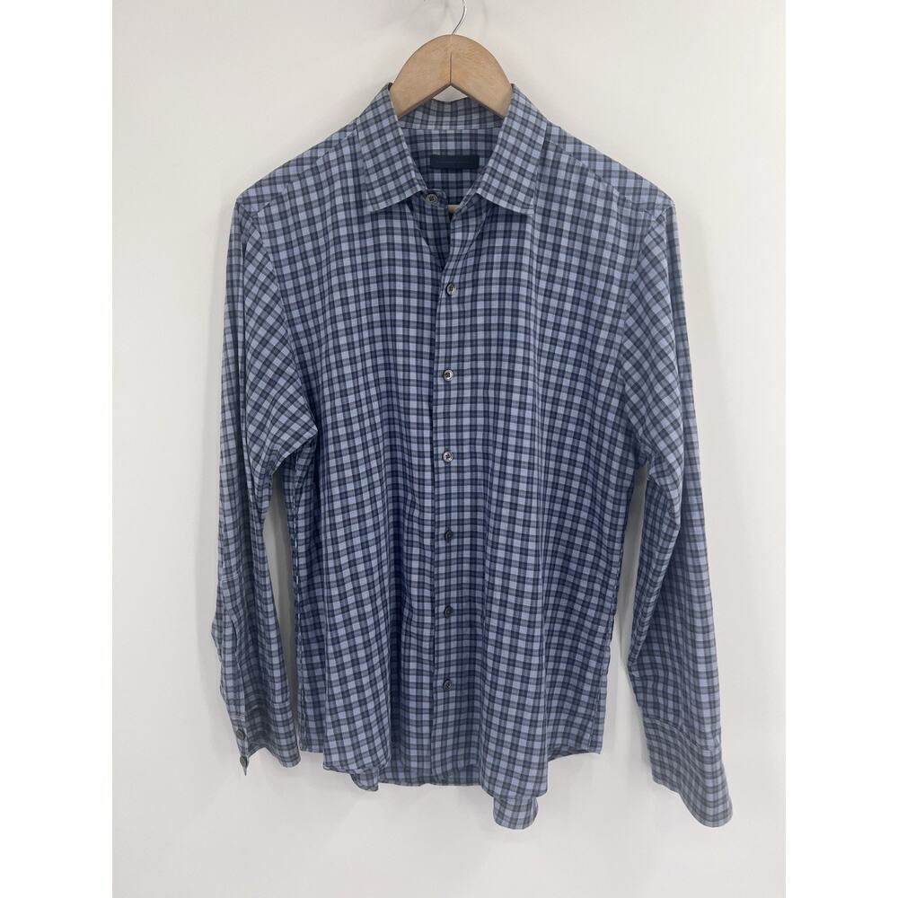 Zachary Prell Blue Plaid 100% Cotton Dutton Down Shirt Small